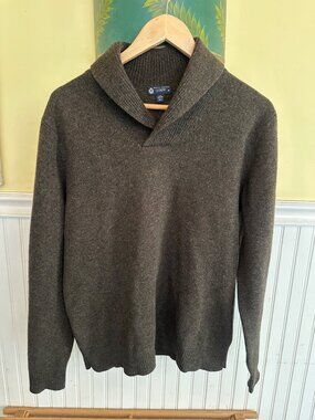 J.Crew Mens Brown Lambswool Shawl Collar Sweater M Premium Soft Warm Knit